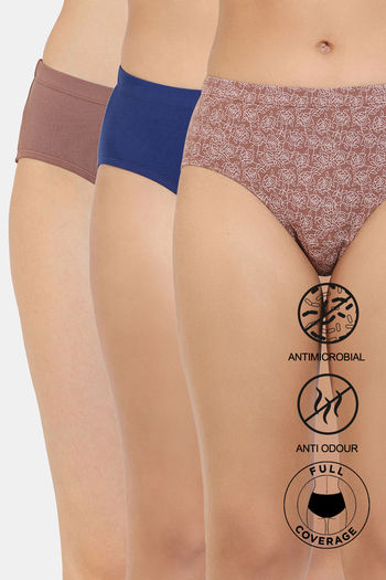 Buy Zivame Medium Rise Full Coverage Hipster Panty (Pack of 3) - Multicolor